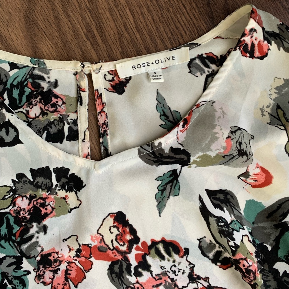 Rose + Olive floral boho top